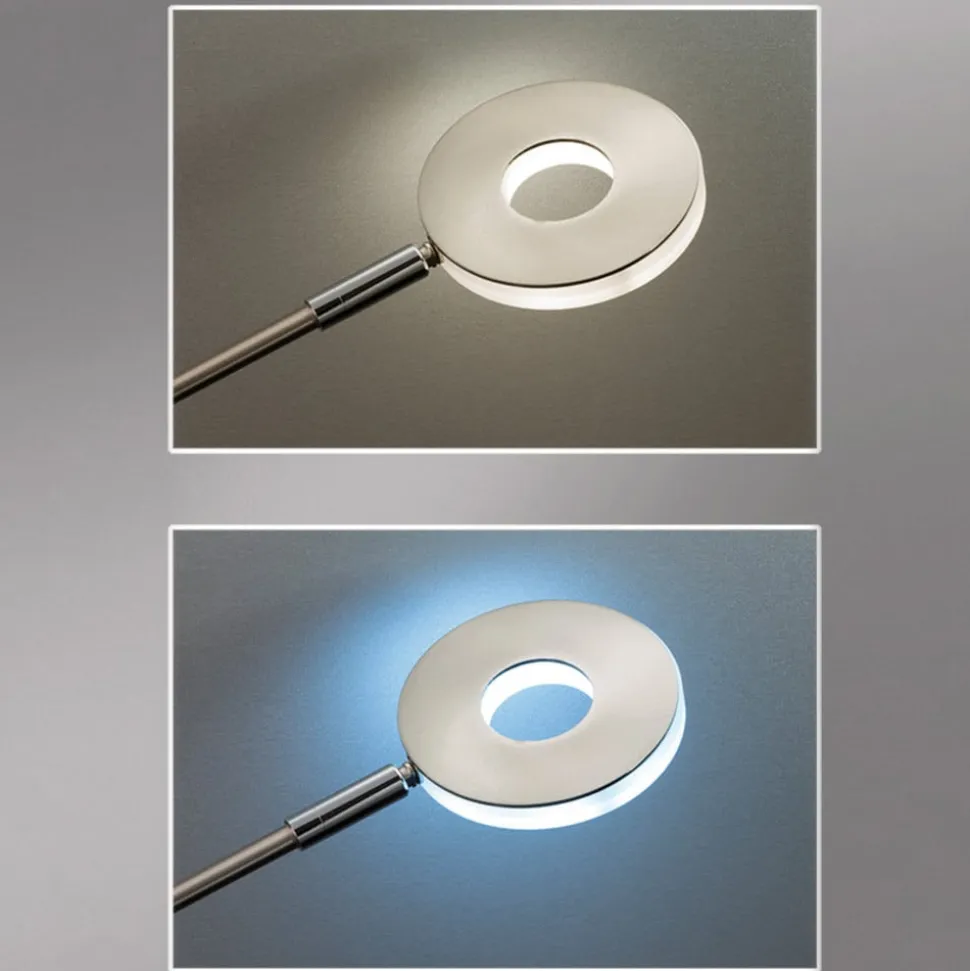 LED-gulvlampe Dent, nikkelfarvet, 180 cm, CCT, 2 lyskilder