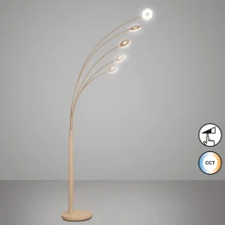 LED-gulvlampe Dent, sandfarvet Højde 225 cm, CCT, 5 lyskilder.