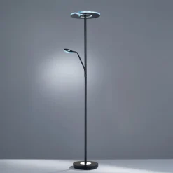 LED-gulvlampe Dent, sort, 180 cm, CCT, 2 lyskilder