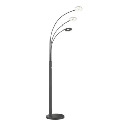 LED-gulvlampe Dent, sort, 185 cm, metal, CCT, 3 lyskilder.
