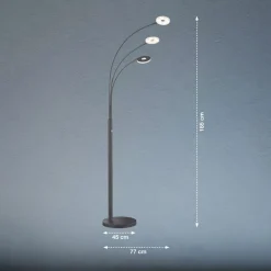 LED-gulvlampe Dent, sort, 185 cm, metal, CCT, 3 lyskilder.