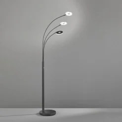 LED-gulvlampe Dent, sort, 185 cm, metal, CCT, 3 lyskilder.