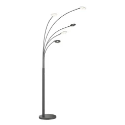 LED-gulvlampe Dent, sort, 225 cm, metal, CCT, 5 lyskilder.