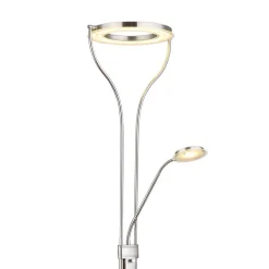 LED-gulvlampe Ebro, højde 194 cm, nikkelfarvet, 2-lys.