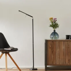 LED-gulvlampe Filigran, sort, dæmpbar, justerbar