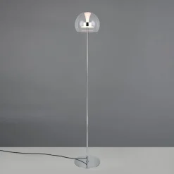 LED-gulvlampe Flynt, højde 130 cm, kromfarvet, metal, CCT