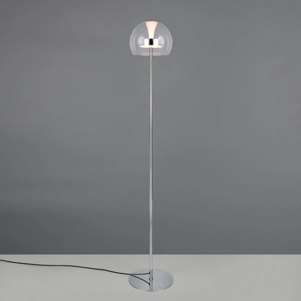 LED-gulvlampe Flynt, højde 130 cm, kromfarvet, metal, CCT