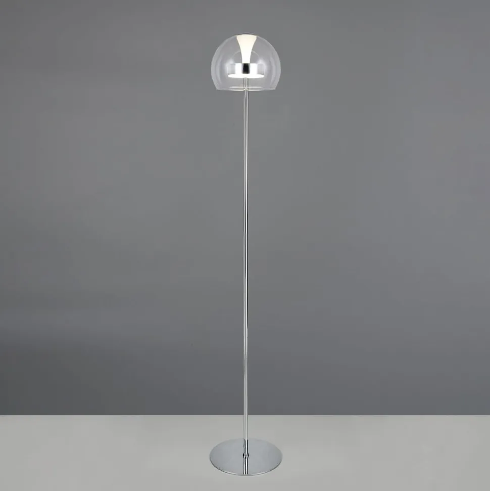 LED-gulvlampe Flynt, højde 130 cm, kromfarvet, metal, CCT