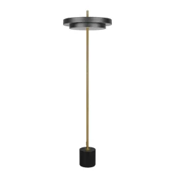 LED-gulvlampe Keaton, sort/guldfarvet, højde 138 cm, CCT