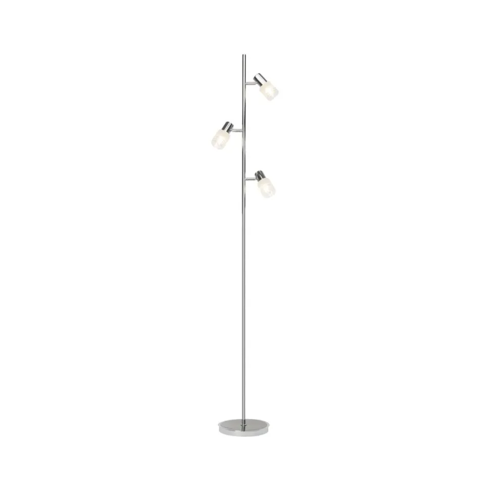 LED-gulvlampe Lea, højde 157,5 cm, krom, 3-lys, metal