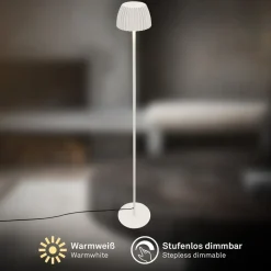 LED-gulvlampe Loca, antik hvid, højde 123 cm, plast/metal