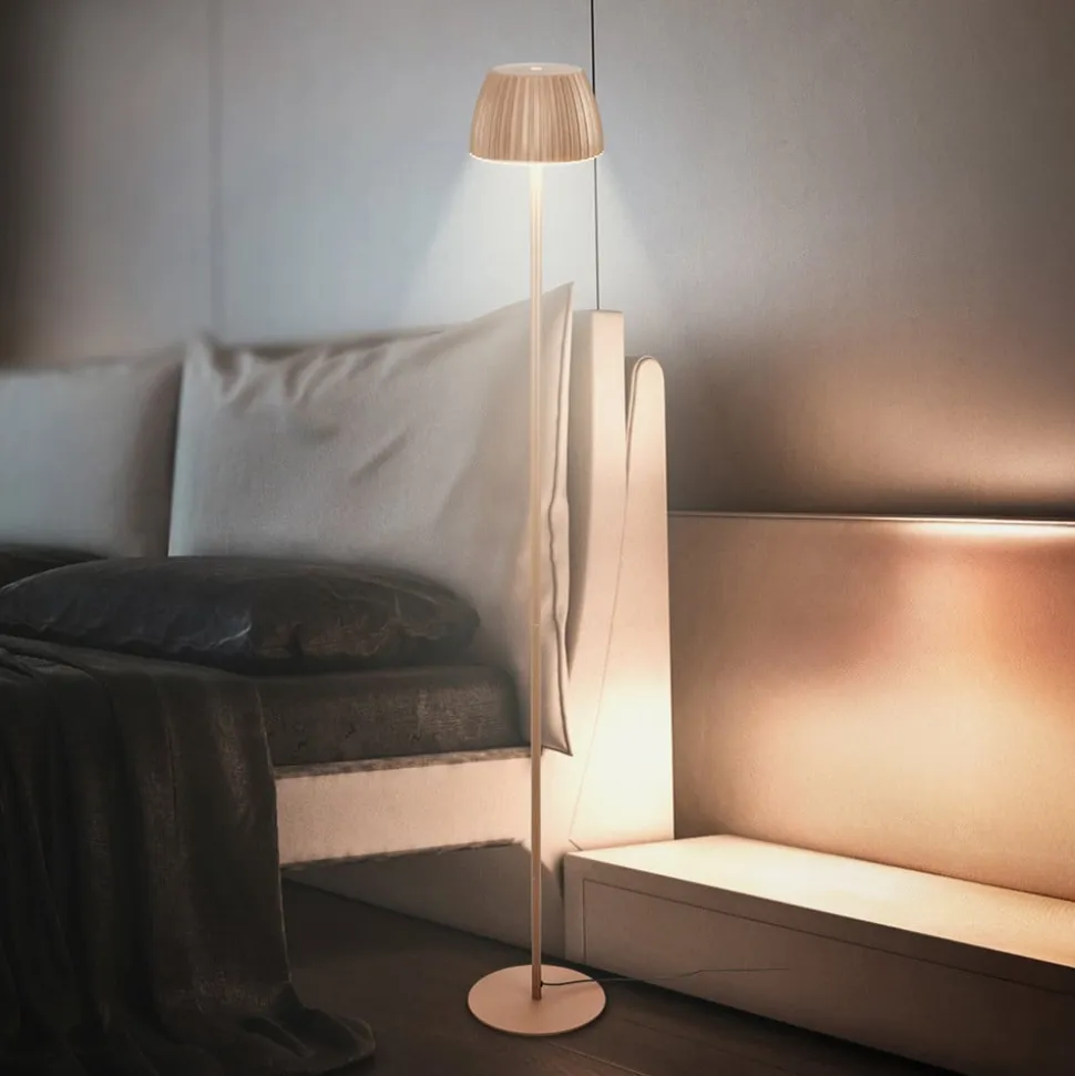 LED-gulvlampe Loca, brun, højde 123 cm, plast/metal