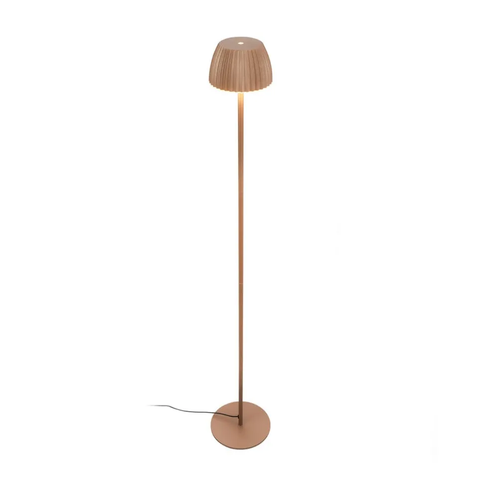 LED-gulvlampe Loca, brun, højde 123 cm, plast/metal