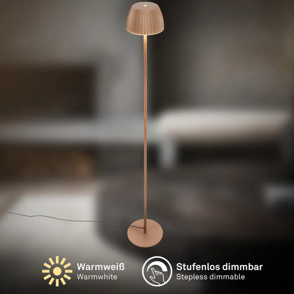 LED-gulvlampe Loca, brun, højde 123 cm, plast/metal