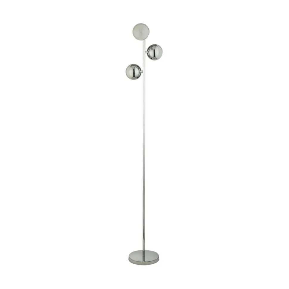 LED-gulvlampe Marbles, kromfarvet, glas, 152 cm høj