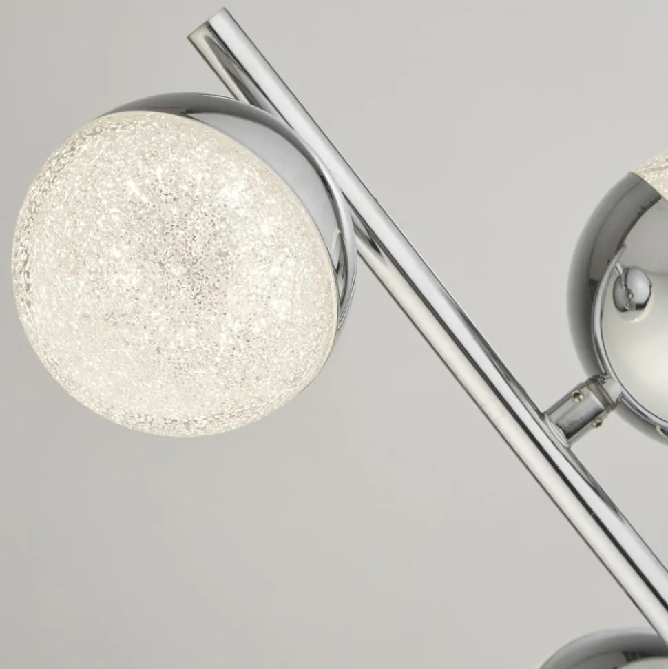 LED-gulvlampe Marbles, kromfarvet, glas, 152 cm høj