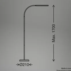 LED-gulvlampe Mura, hvid, højde 170 cm, metal, touch-dimmer