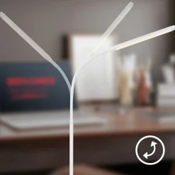 LED-gulvlampe Mura, hvid, højde 170 cm, metal, touch-dimmer