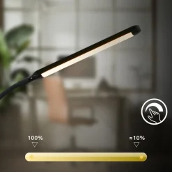 LED-gulvlampe Mura, sort, højde 170 cm, metal Touchdimmer