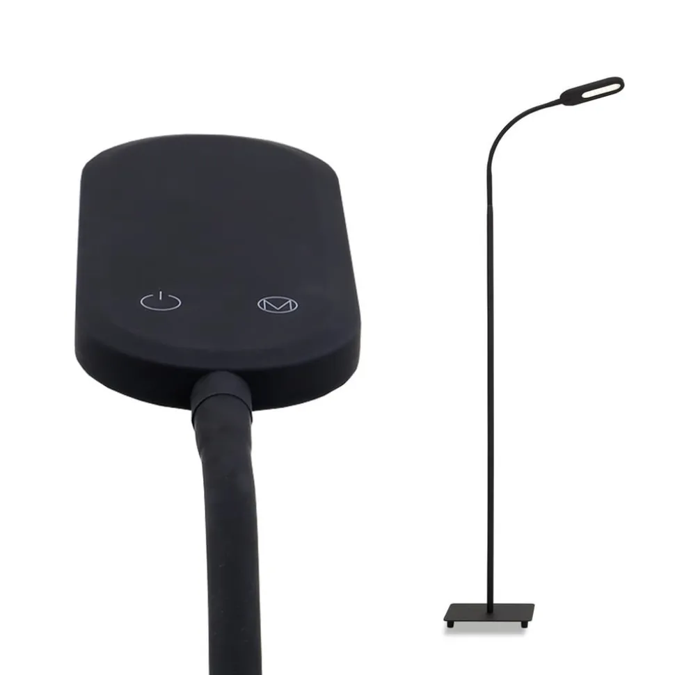 LED-gulvlampe Office Step, dæmpbar, sort