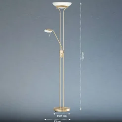 LED-gulvlampe Pool, messingfarvet, højde 182 cm, 2 lyskilder.