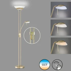 LED-gulvlampe Pool, messingfarvet, højde 182 cm, 2 lyskilder.