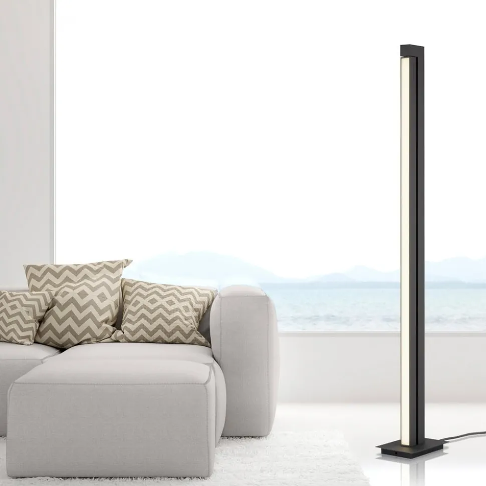 LED-gulvlampe PURE Lines, antracit, fjernbetjening, 140 cm