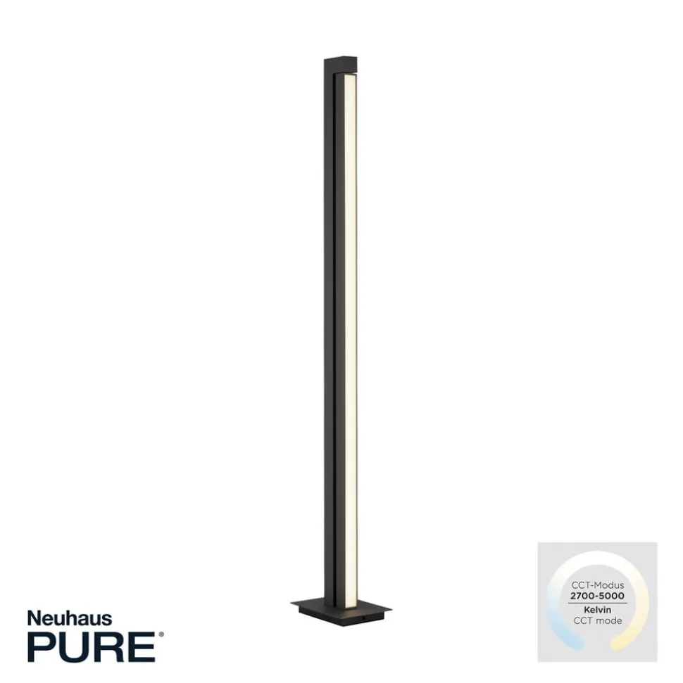 LED-gulvlampe PURE Lines, antracit, fjernbetjening, 140 cm