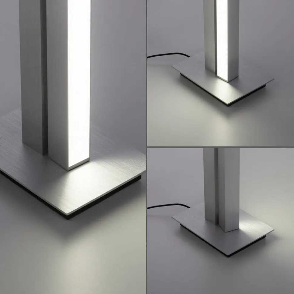 LED-gulvlampe PURE Lines, sølv, fjernbetjening, 140 cm