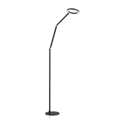 LED-gulvlampe Ringo, sort, metal, justerbar, dæmpbar