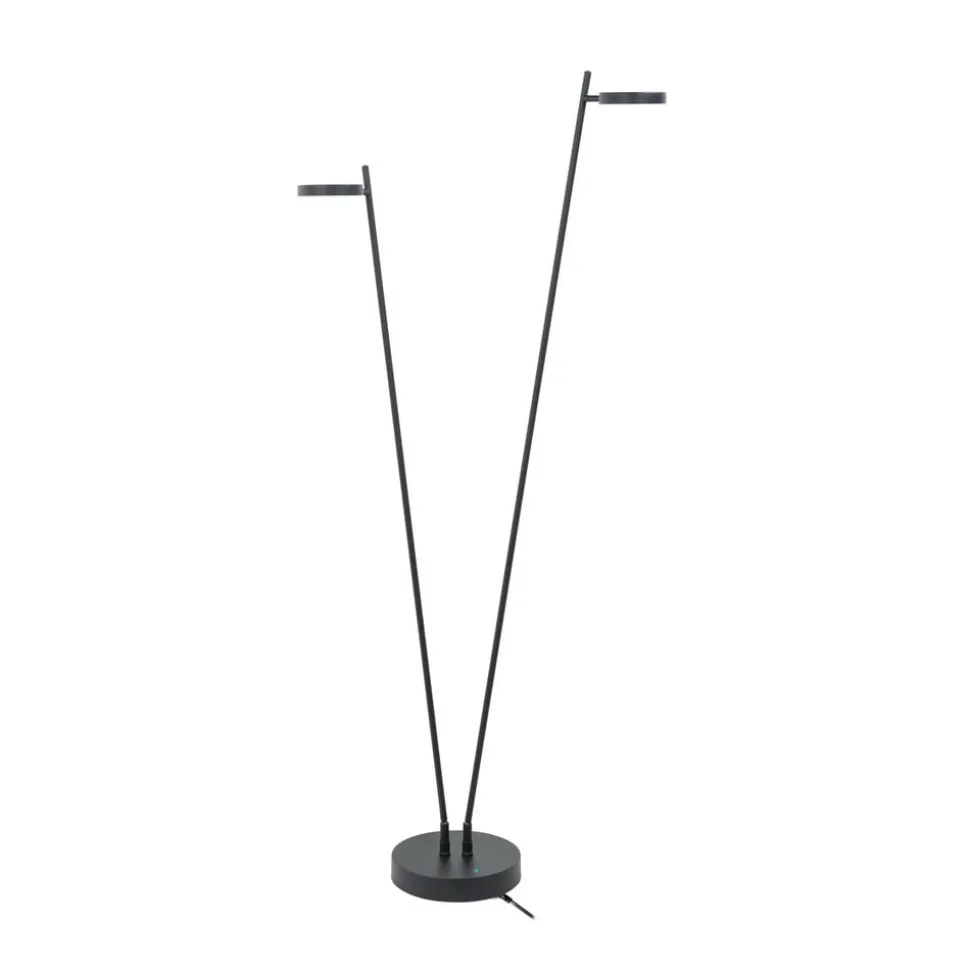 LED-gulvlampe Round Move, 2 lyskilder sort 142 cm CCT dæmpbar