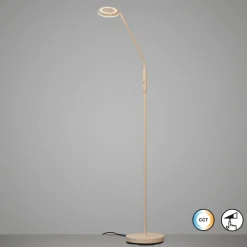 LED-gulvlampe Sorento, højde 138 cm, sandfarvet, metal, CCT