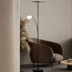 LED-gulvlampe Sorento, sandfarvet, højde 182 cm, læselampe