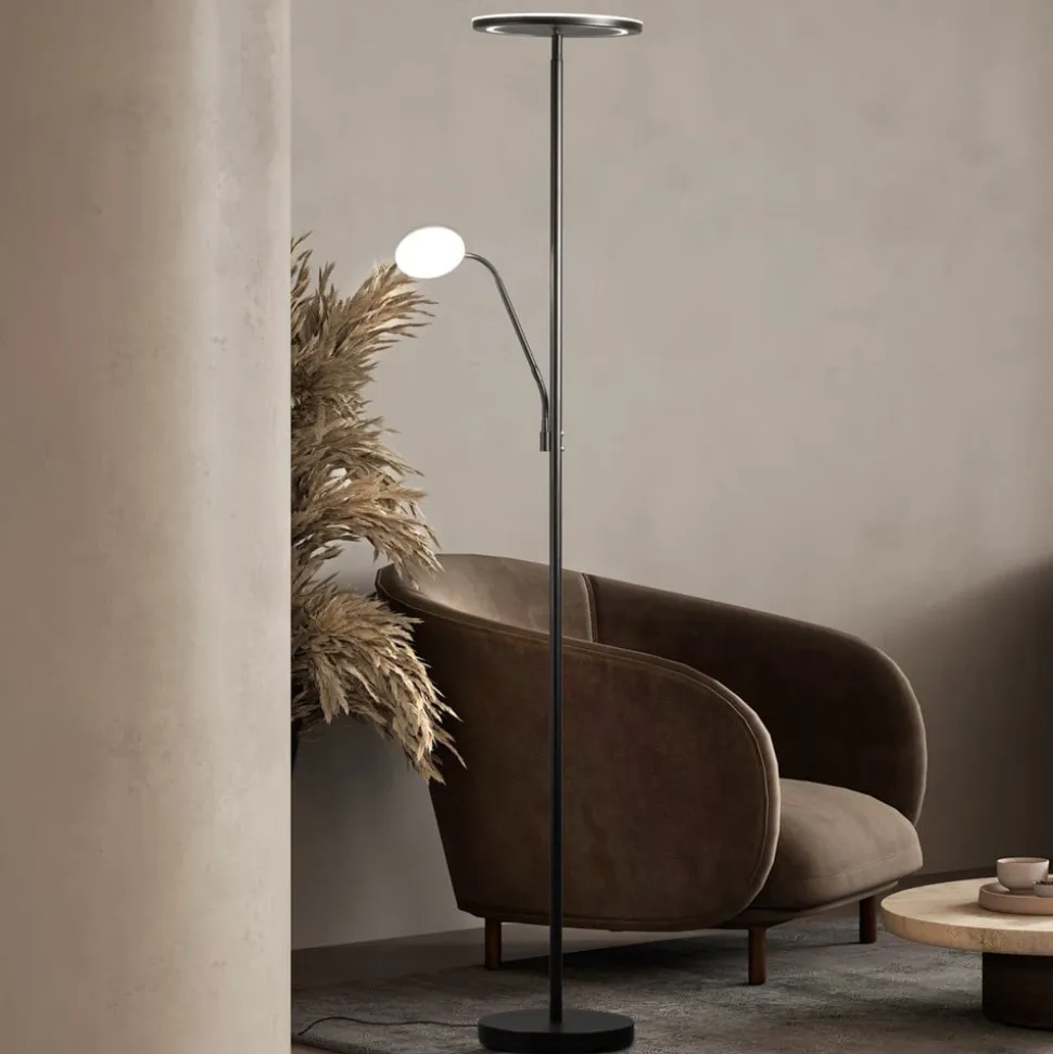 LED-gulvlampe Sorento, sandfarvet, højde 182 cm, læselampe