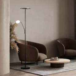 LED-gulvlampe Sorento, sandfarvet, højde 182 cm, læselampe