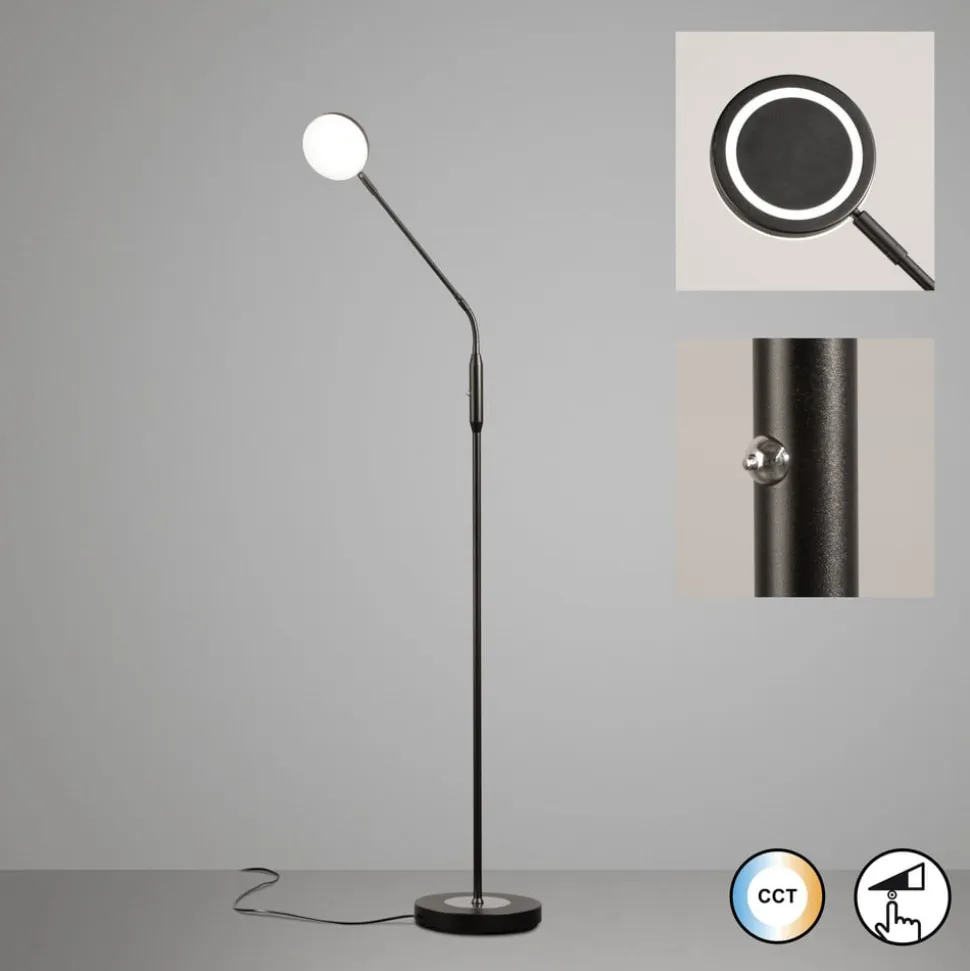 LED-gulvlampe Sorento, sandgrå, højde 138 cm, CCT dæmpbar