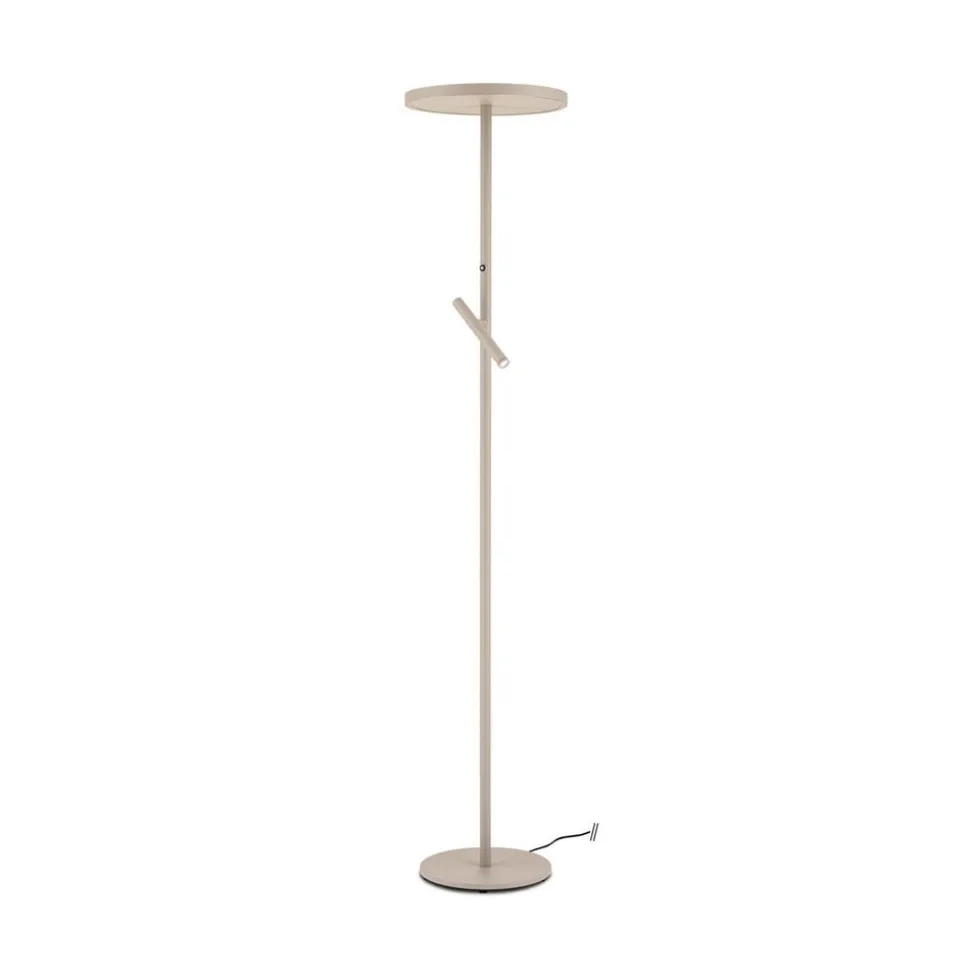 LED-gulvlampe Teide, khaki, metal, læselampe, dæmper