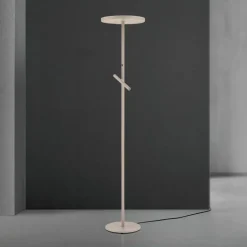 LED-gulvlampe Teide, khaki, metal, læselampe, dæmper