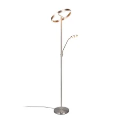 LED-gulvlampe Willis, nikkel, højde 180 cm, metal CCT-dæmper