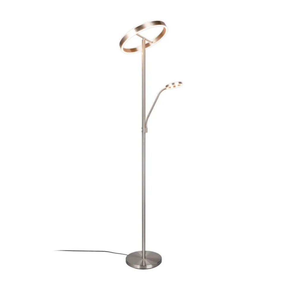 LED-gulvlampe Willis, nikkel, højde 180 cm, metal CCT-dæmper