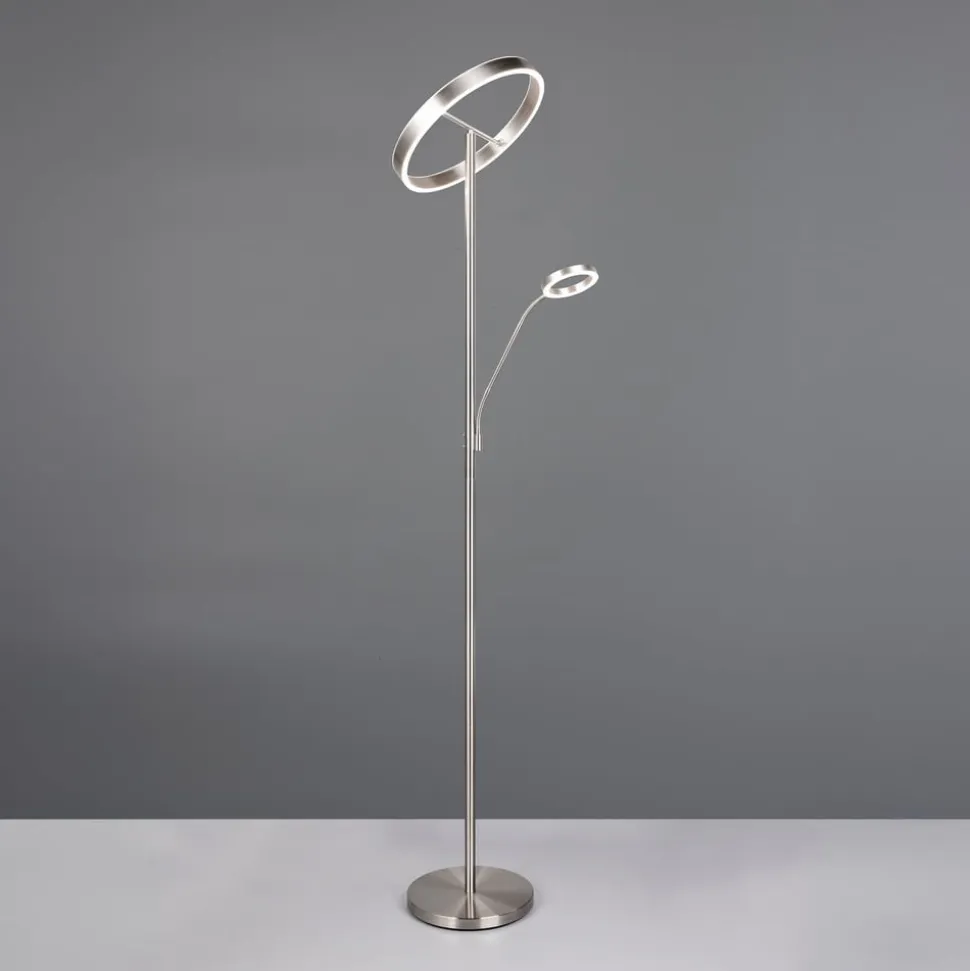 LED-gulvlampe Willis, nikkel, højde 180 cm, metal CCT-dæmper