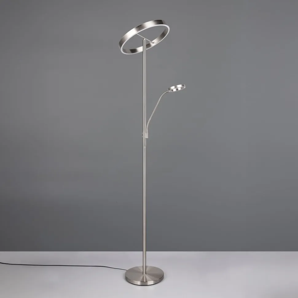 LED-gulvlampe Willis, nikkel, højde 180 cm, metal CCT-dæmper