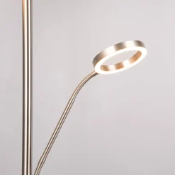 LED-gulvlampe Willis, nikkel, højde 180 cm, metal CCT-dæmper