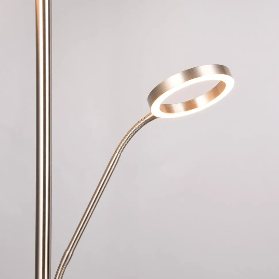 LED-gulvlampe Willis, nikkel, højde 180 cm, metal CCT-dæmper