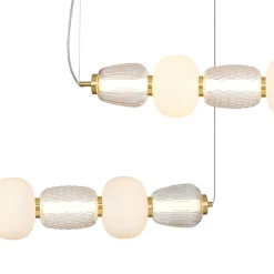 LED-hængelampe Caro, glas transparent/opal, længde 110 cm