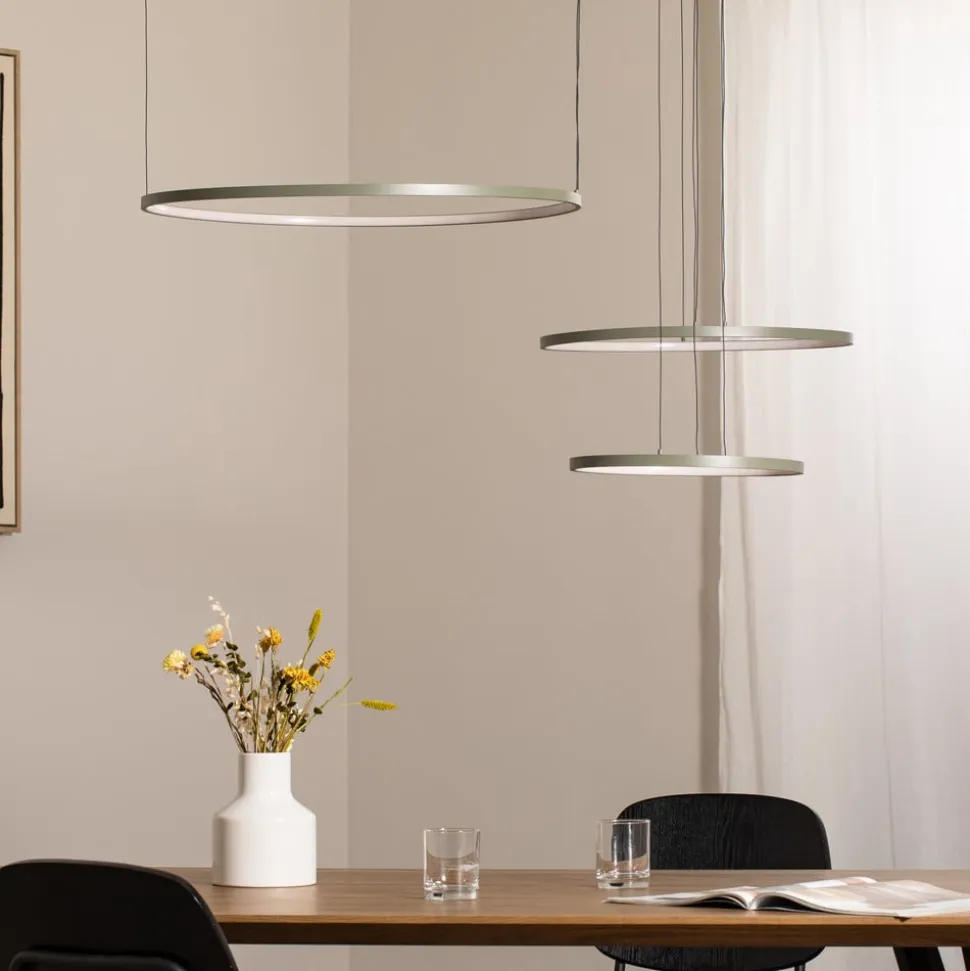 LED-hængelampe CIRCOLO, olivgrøn, Ø 30/45/60 cm, 3 lyskilder