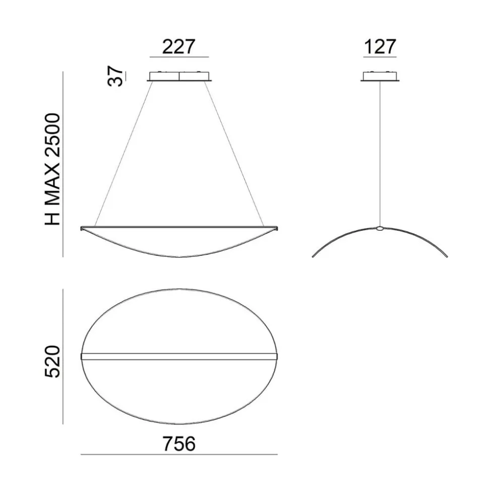 LED-hængelampe Diphy, 76 cm, DALI-dæmpbar