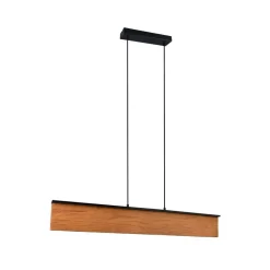 LED-hængelampe Kalea, længde 110 cm, træfarvet, træ