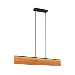 LED-hængelampe Kalea, længde 110 cm, træfarvet, træ