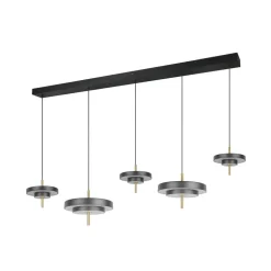 LED-hængelampe Keaton, sort/guldfarvet 140 cm CCT, 5 lyskilder